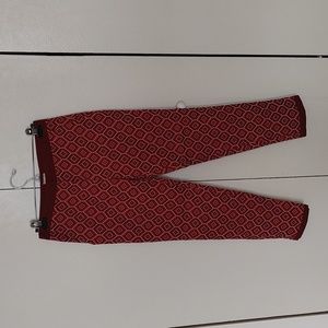 H & M Viscose Polyester Red Print Pants Size 4
